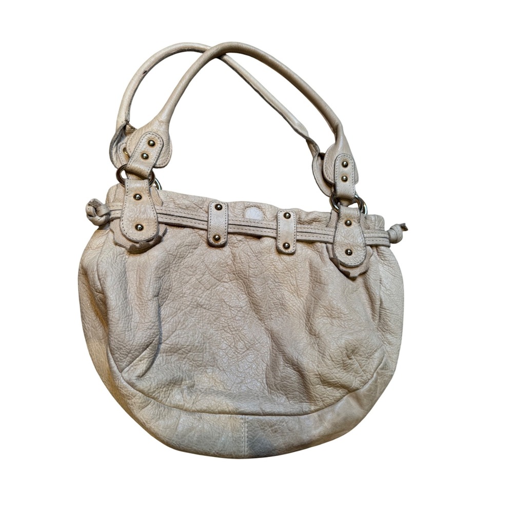 Peruzzi Made in Florence Leather Shoulder Bag Beige Hobo Purse - Picture 2 of 7